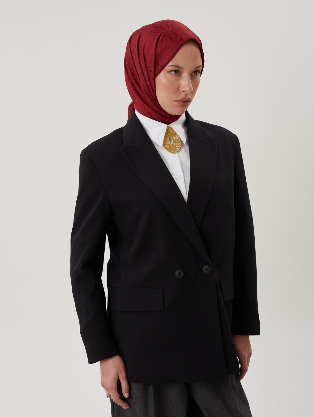 Bordo Shine Desen Jakar Şal · İpeksi Jakar · görsel 2