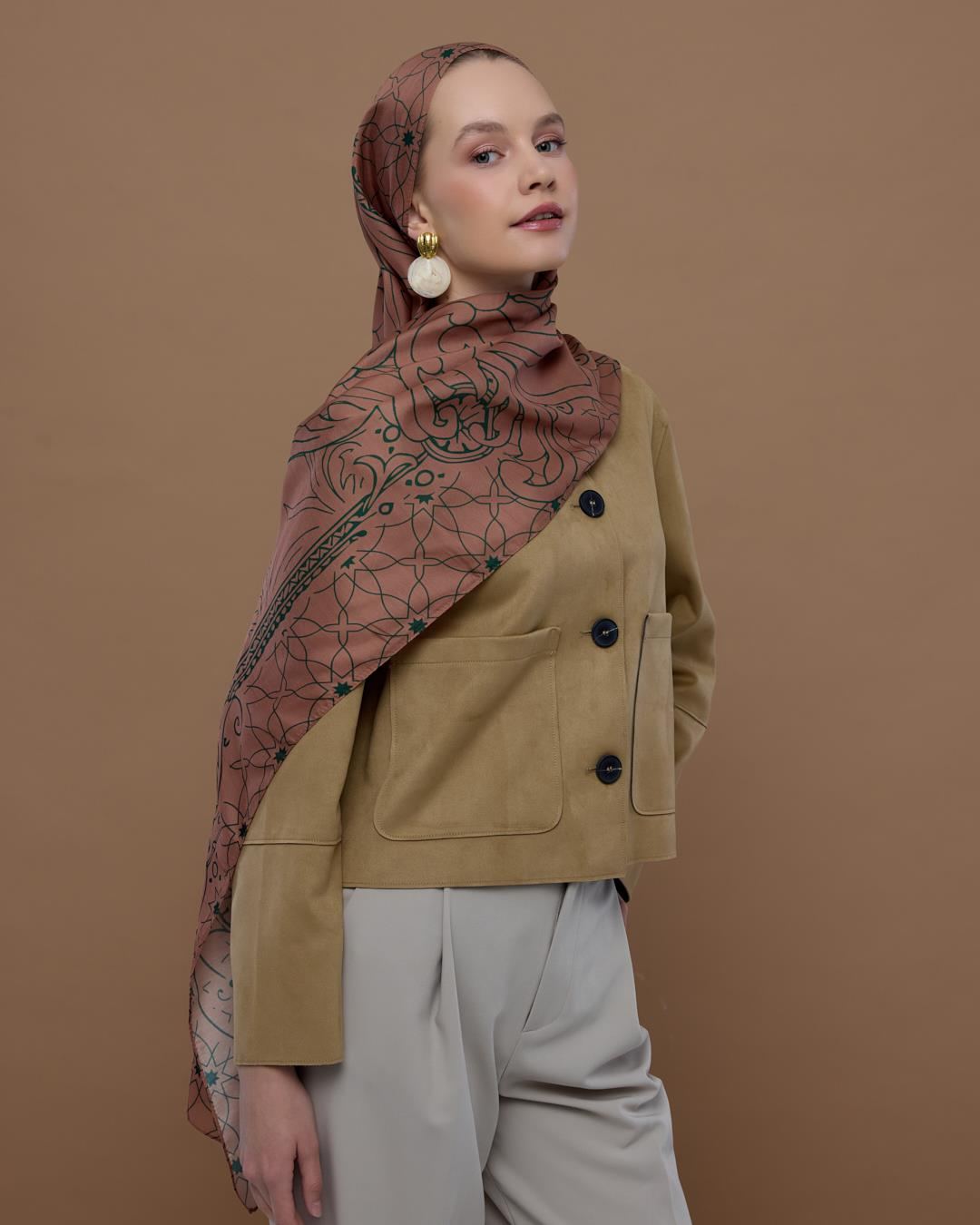 Bronz Şafak & Orman Yeşili Efsunlu Desen Şal - 20 · görsel 5
