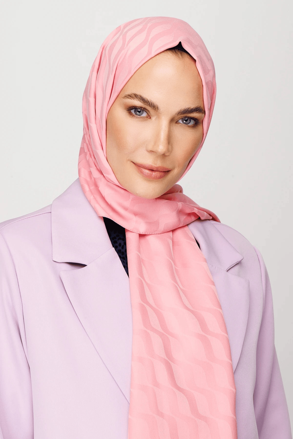 Şeker Pembe Dalga Desen İpeksi Jakar Şal · görsel 2