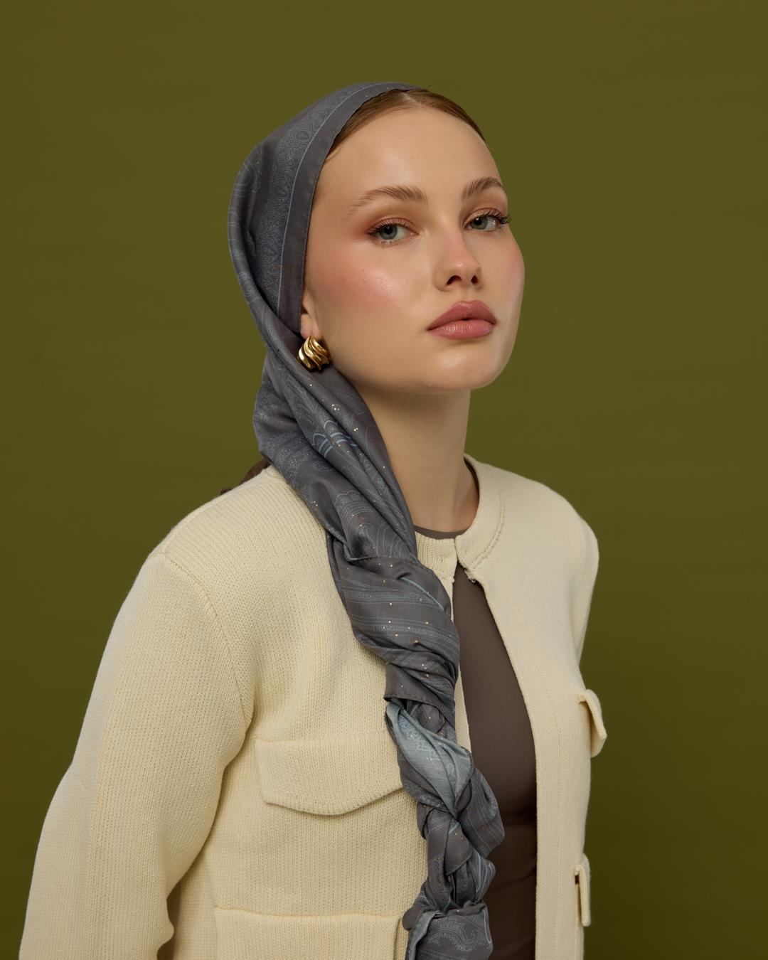 Füme Kahve & Buz Mavi Hürrem Desen Şal - 50 · görsel 3