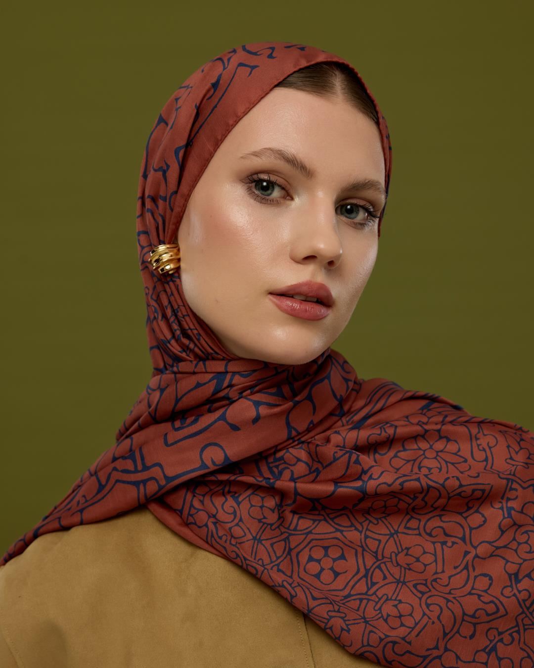 Gece Laciverti & Bakır Harem Rüyası Desen Şal - 80 · görsel 3