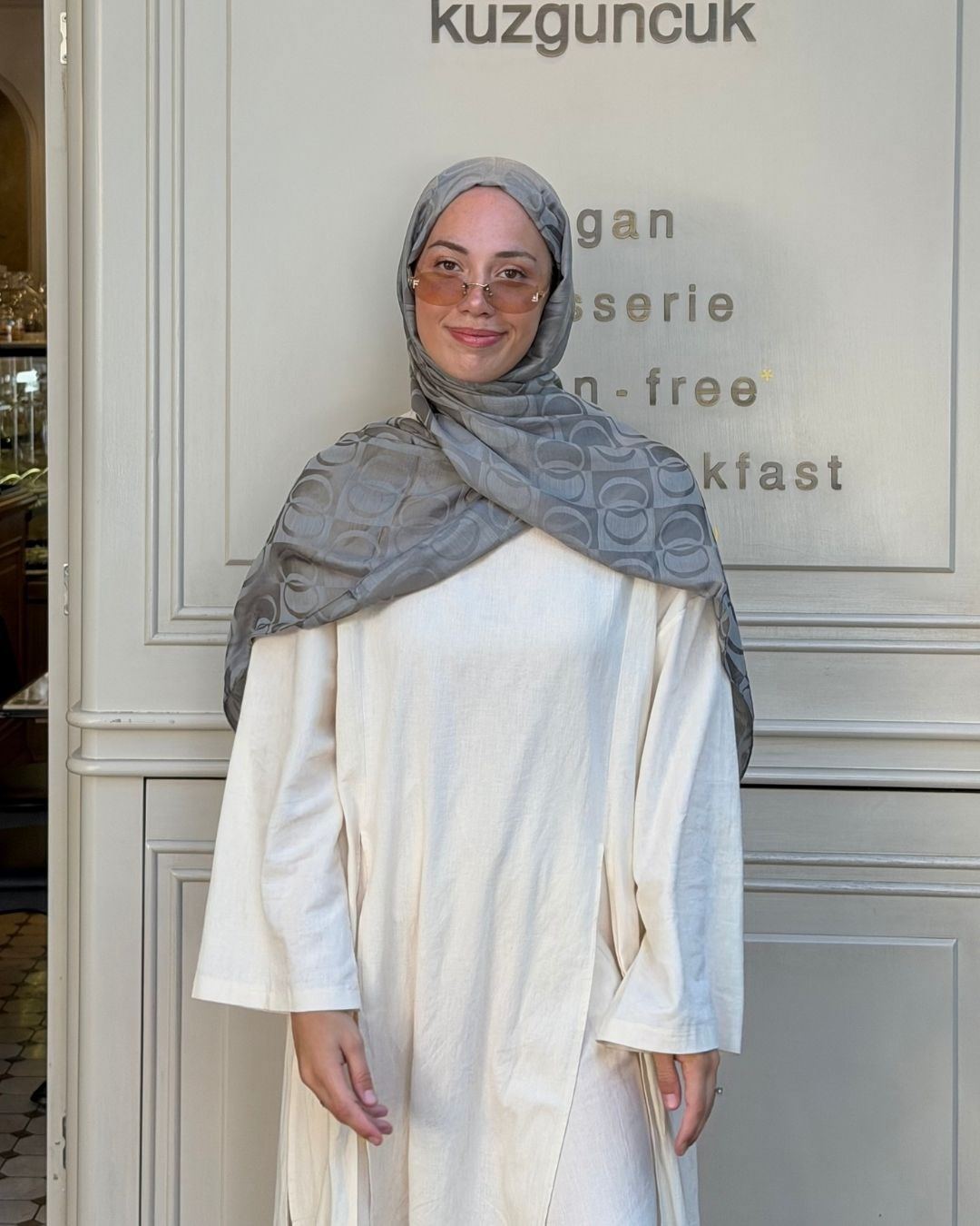 Gri Imannoor Büyük Dama Desen Pamuk Jakar Şal · Gri Büyük · görsel 2