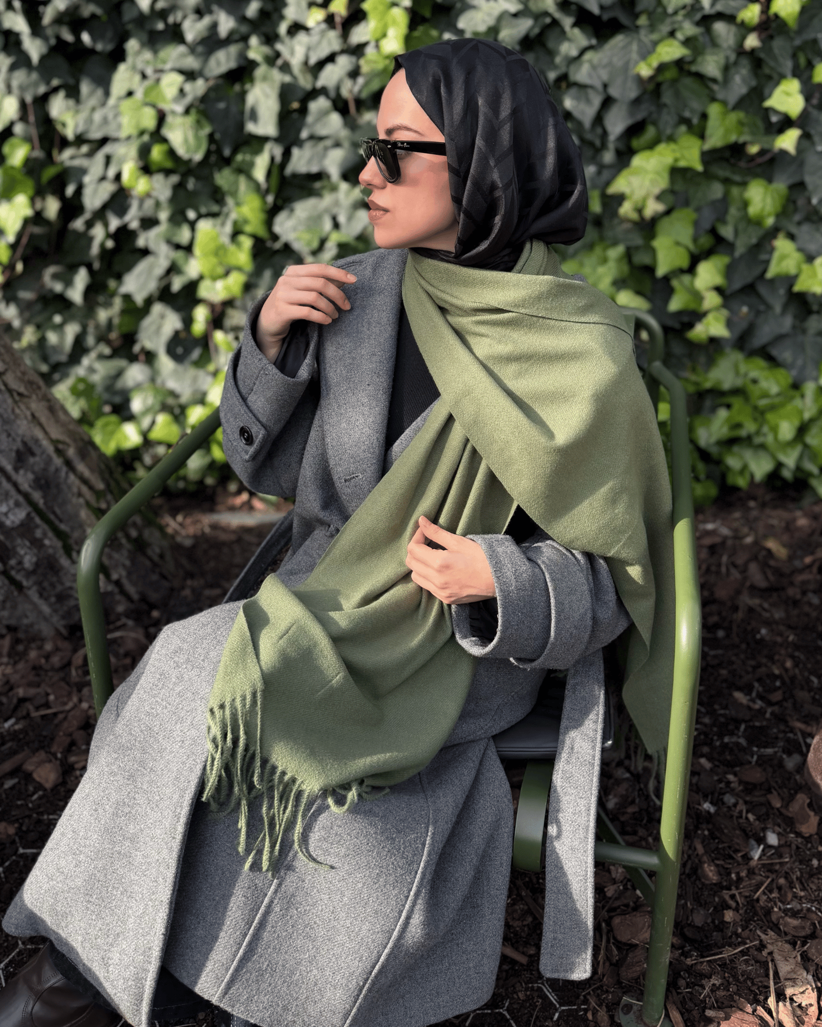 Haki İthal Kaşmir Atkı · görsel 2