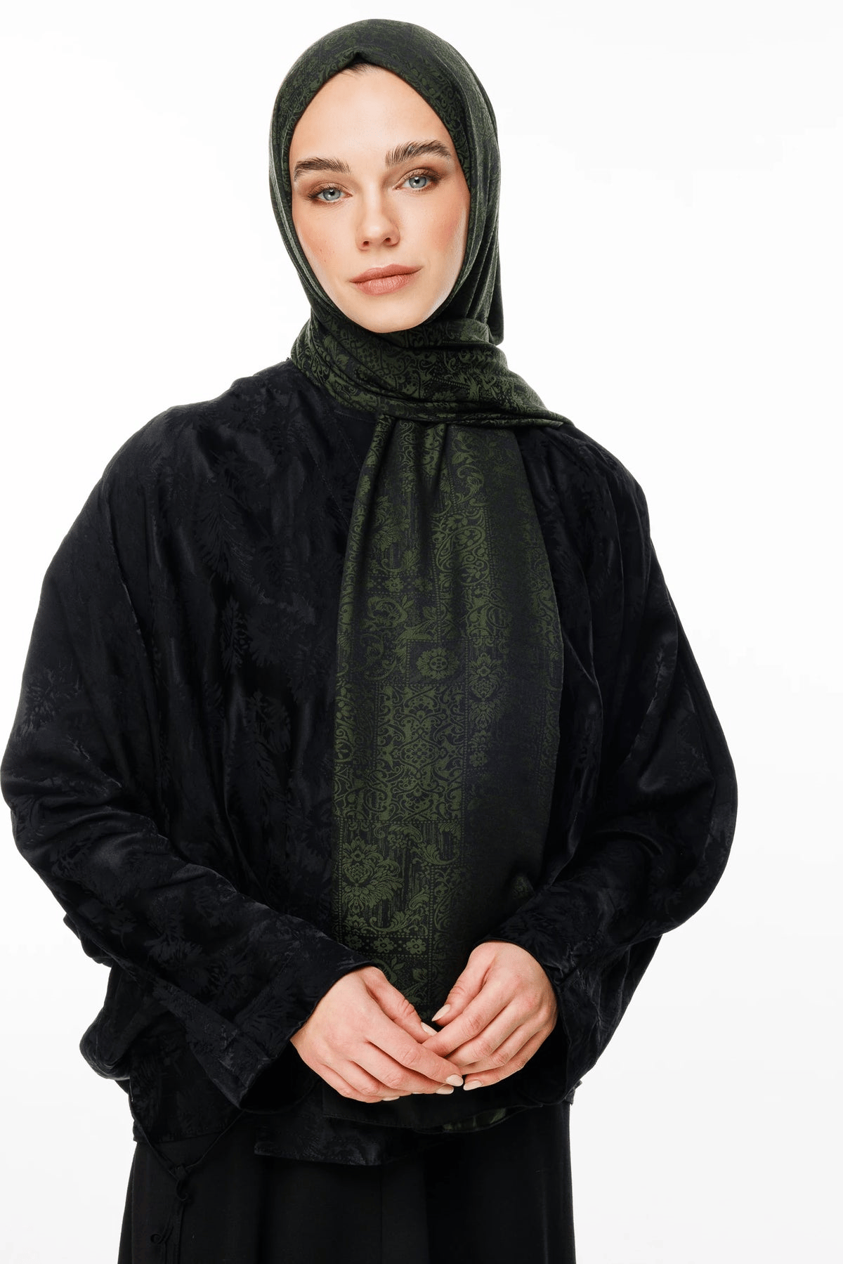 Siyah-Haki Henna Desen Çift Taraflı Şal · Kaşmir · görsel 2