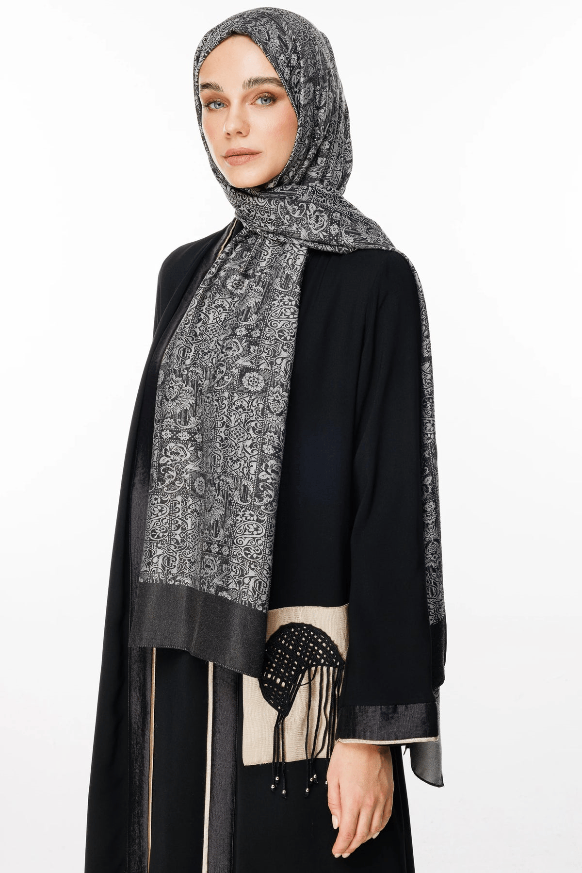 Siyah-Siyah Henna Desen Çift Taraflı Şal · Kaşmir · görsel 2