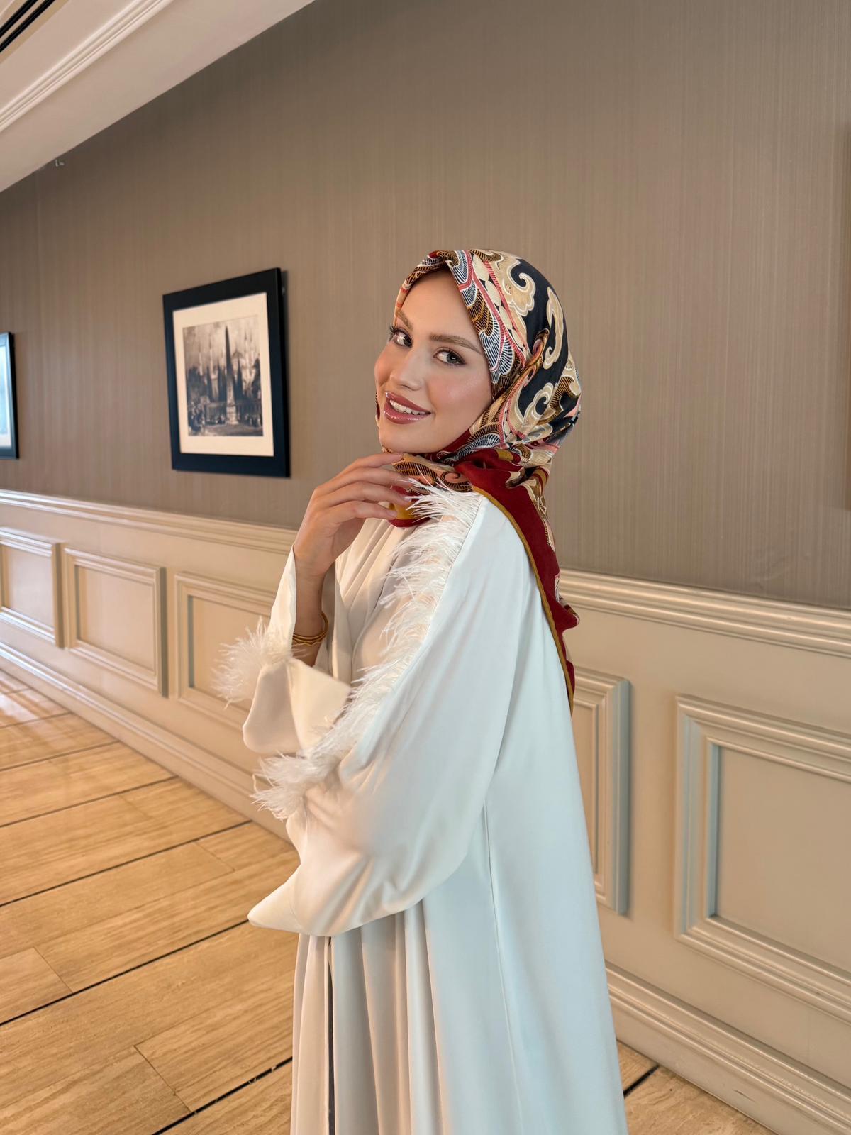 İthal Kırmızı E 2 Yün Kaşmir Eşarp · görsel 3