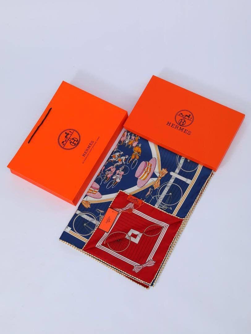 İthal Lacivert & Kırmızı H Desen Twill İpek Şal · görsel 7