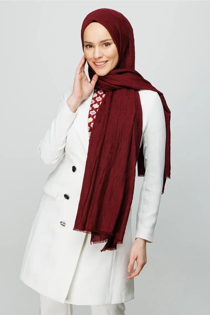 Koyu Bordo Bambu Şal · görsel 3