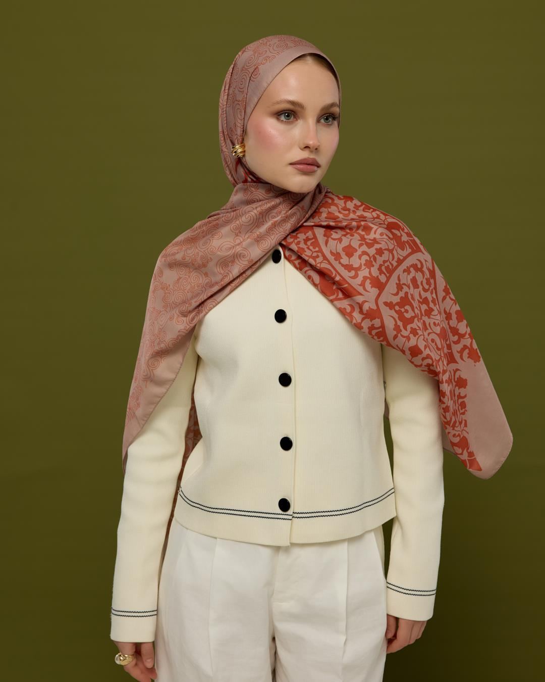 Krem Gölgesi & Kiremit Saraylı Desen Şal - 30 · görsel 6