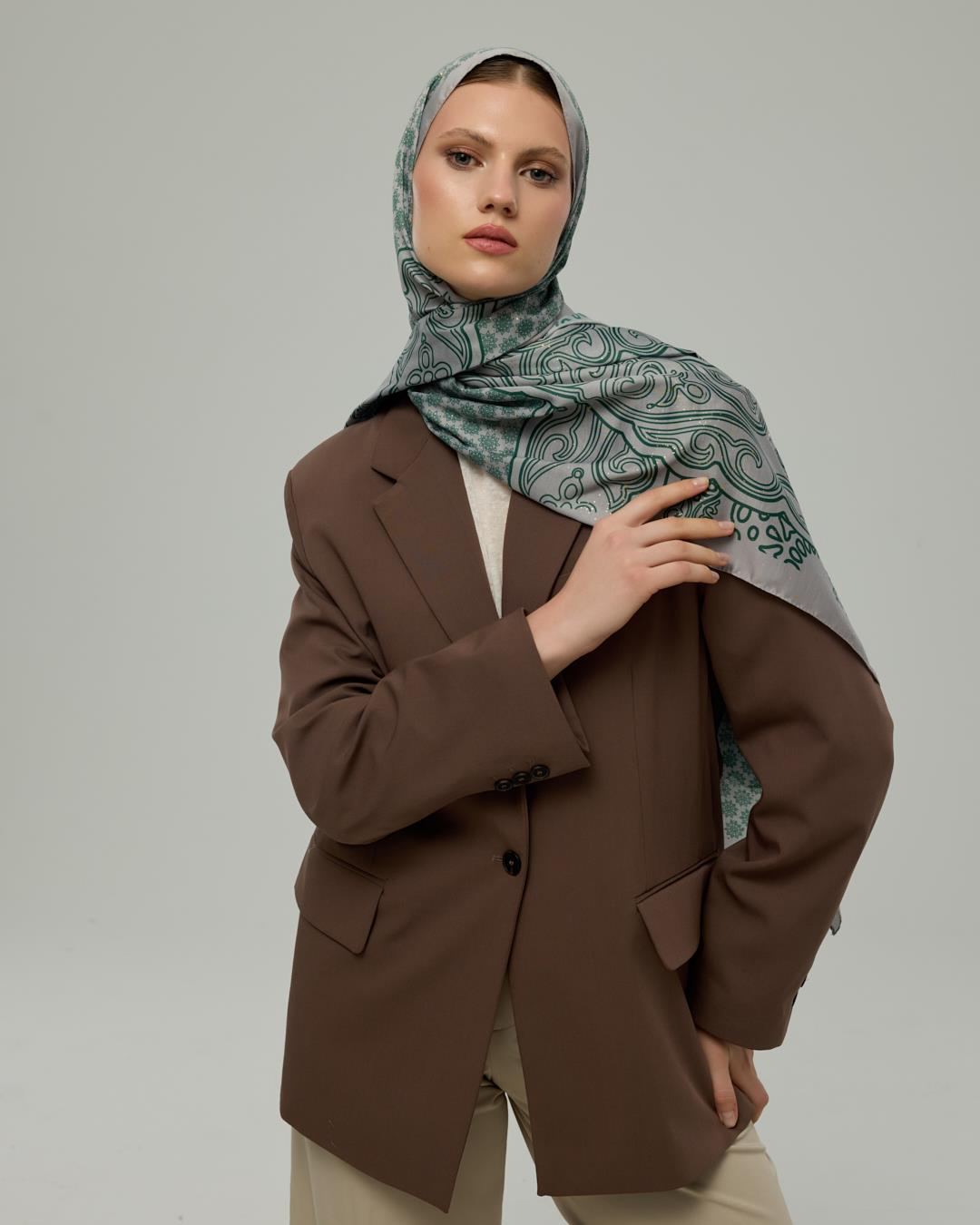 Krem & Zümrüt Bala Hatun Desen Şal - 56 · görsel 3