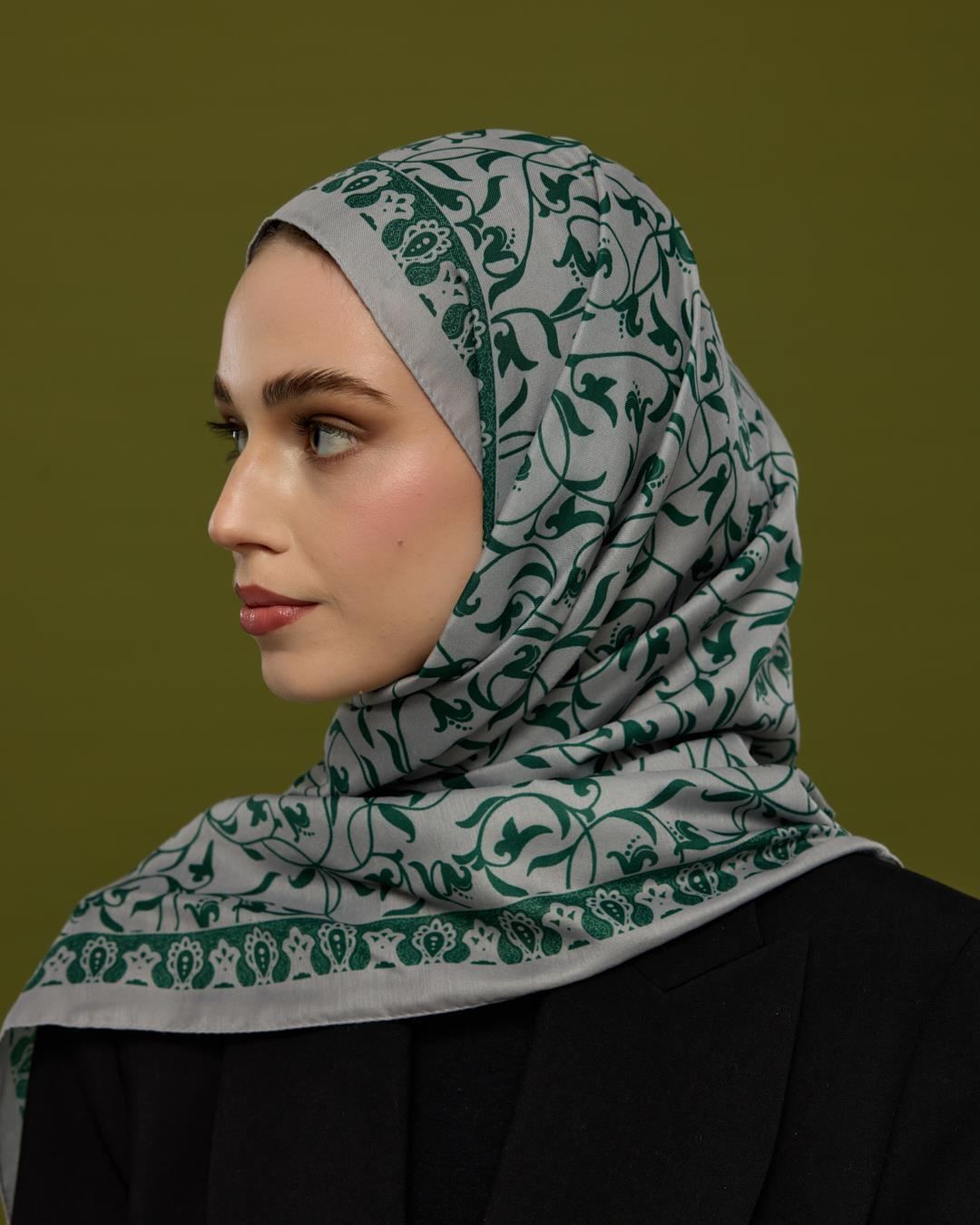 Krem & Zümrüt Lale Bahçesi Desen Şal - 56 · görsel 6