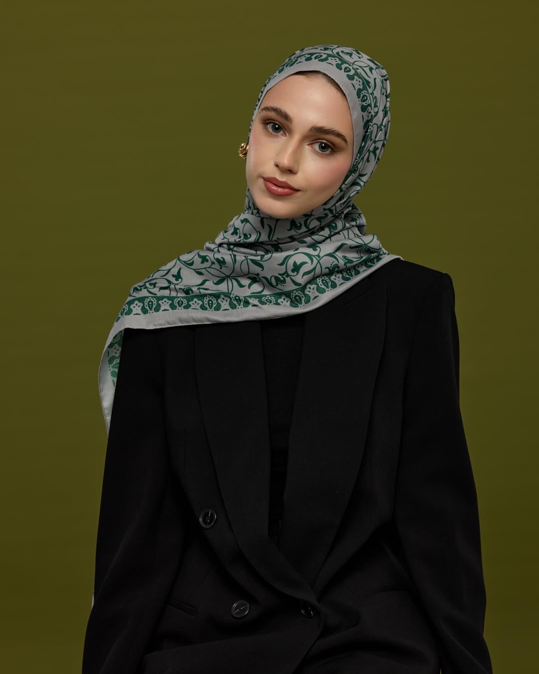 Krem & Zümrüt Lale Bahçesi Desen Şal - 56 · görsel 7