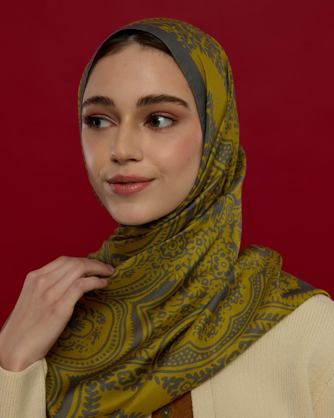 Kurşun Gri & Hasat Sarısı Sultani Desen Şal - 45 · görsel 3
