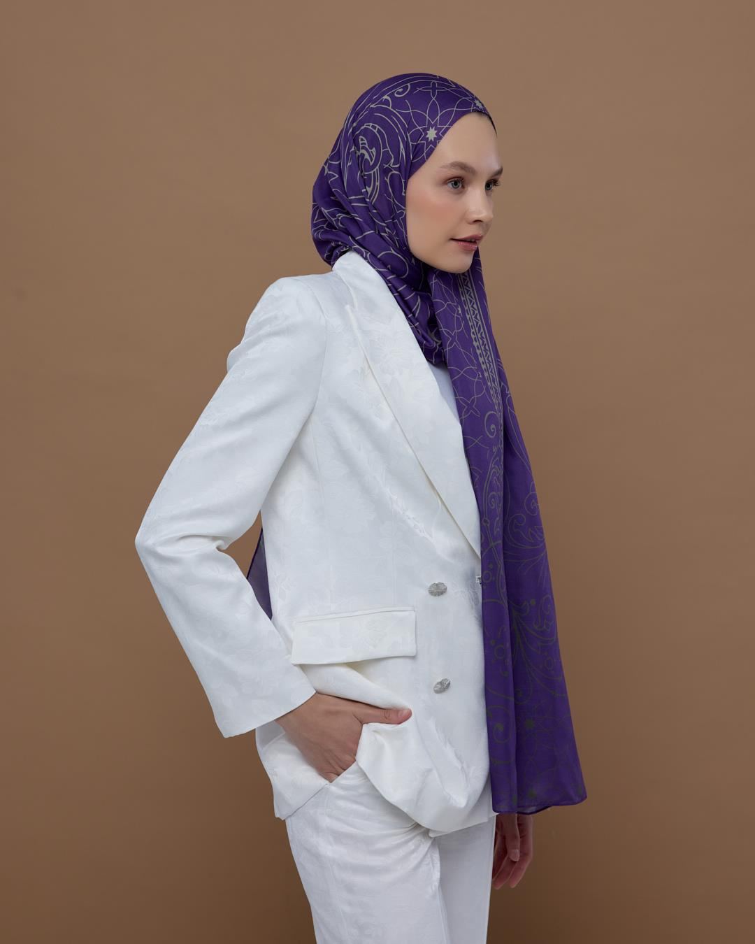 Menekşe & Krem Zencefil Efsunlu Desen Şal - 03 · görsel 3