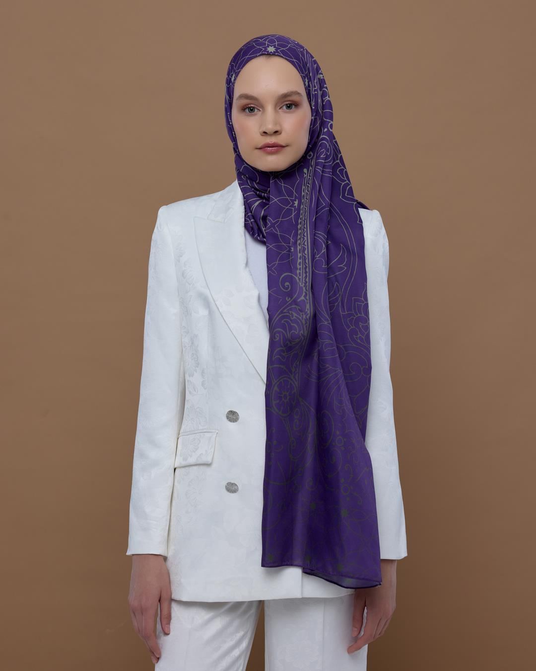 Menekşe & Krem Zencefil Efsunlu Desen Şal - 03 · görsel 2