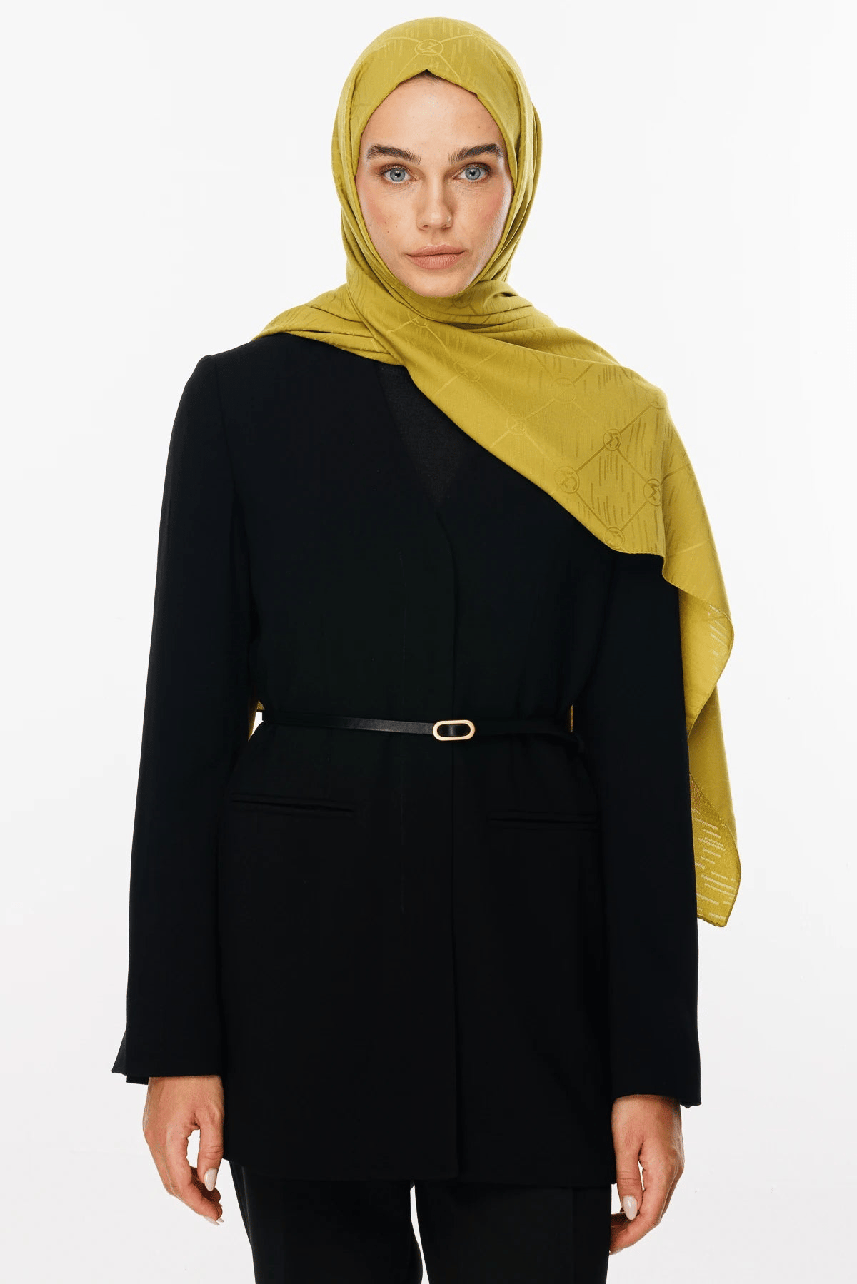 Oliv Yeşili Moon Is Desen Jakar Şal · Monogram Jakar · görsel 2
