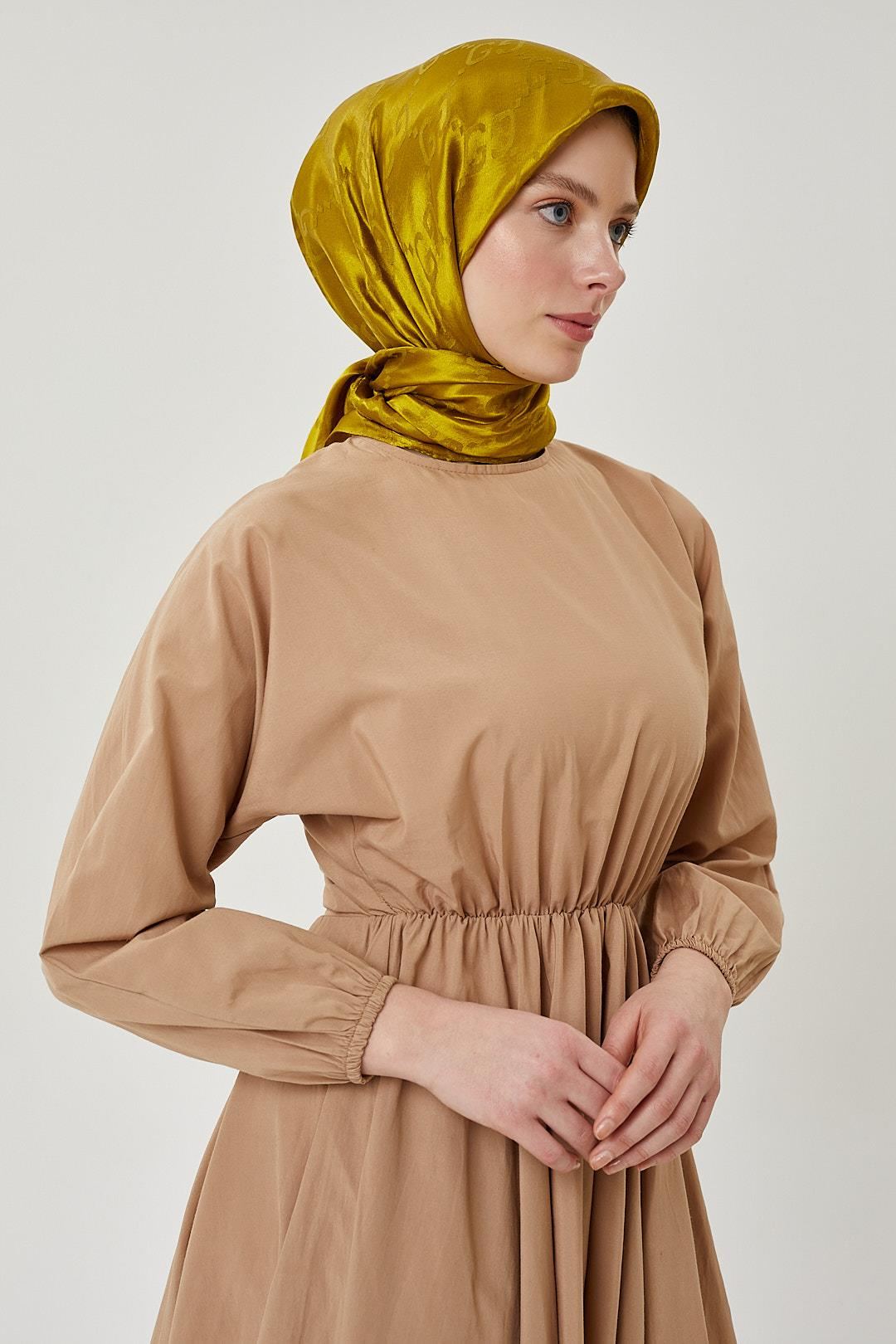Olive Yeşil G Desen Parlak Jakar Eşarp · görsel 5