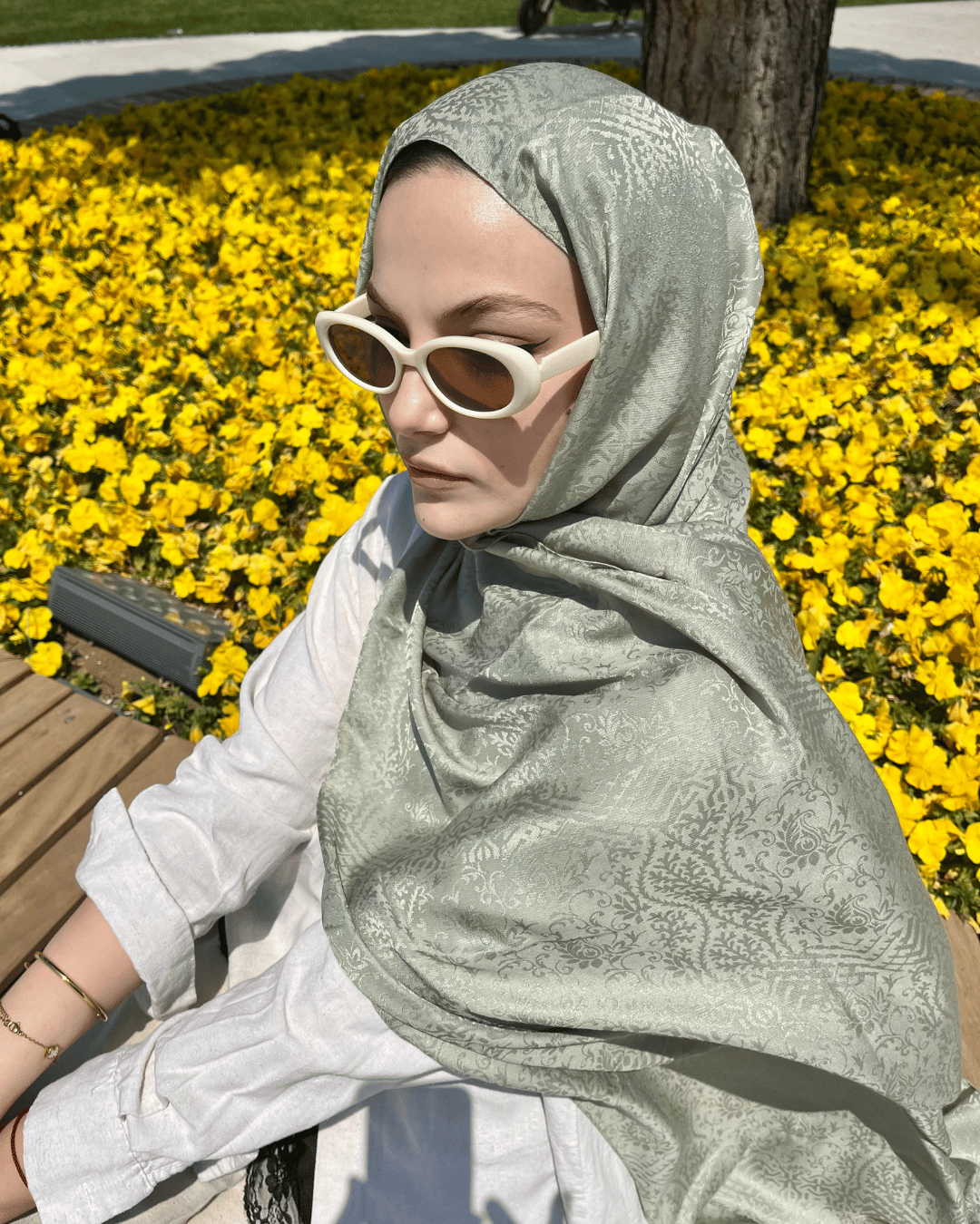 Pastel Yeşil Lavin Desen Jakar Şal · İpeksi Jakar · görsel 2