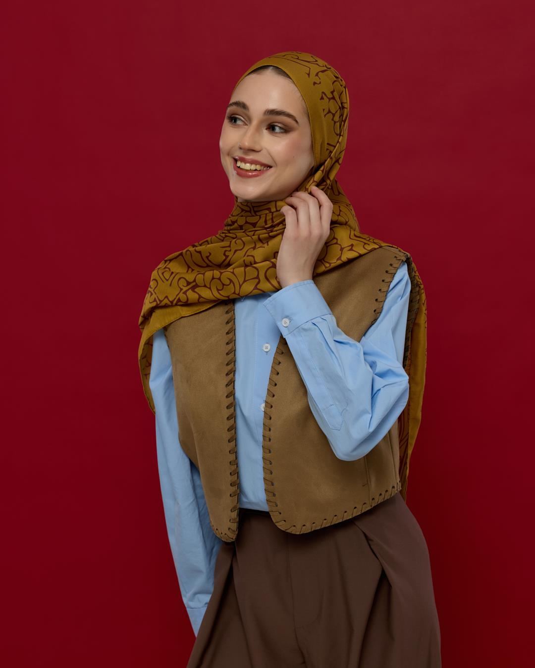 Saf Altın & Tarçın Rüzgarı Harem Rüyası Desen Şal - 32 · görsel 4