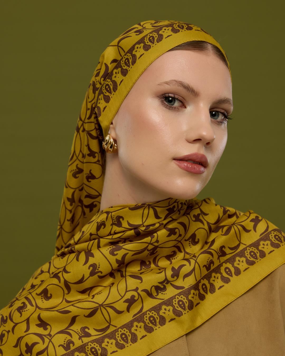 Saf Sarı & Buhur Kahvesi Lale Bahçesi Desen Şal - 44 · görsel 5