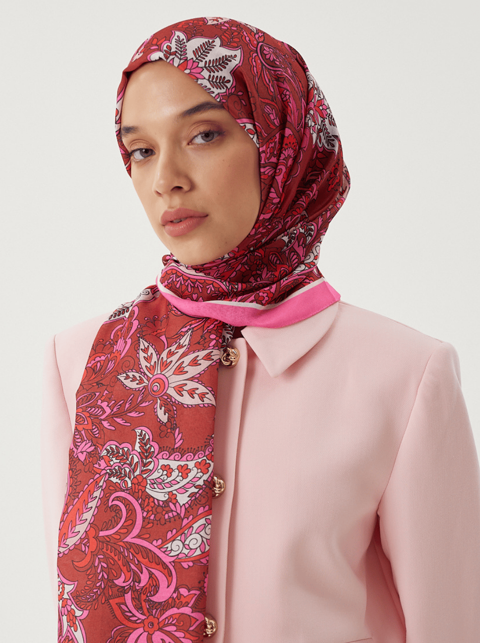 Şeker Pembe & Kiremit Retro Desen Şal · Pamuk · görsel 8