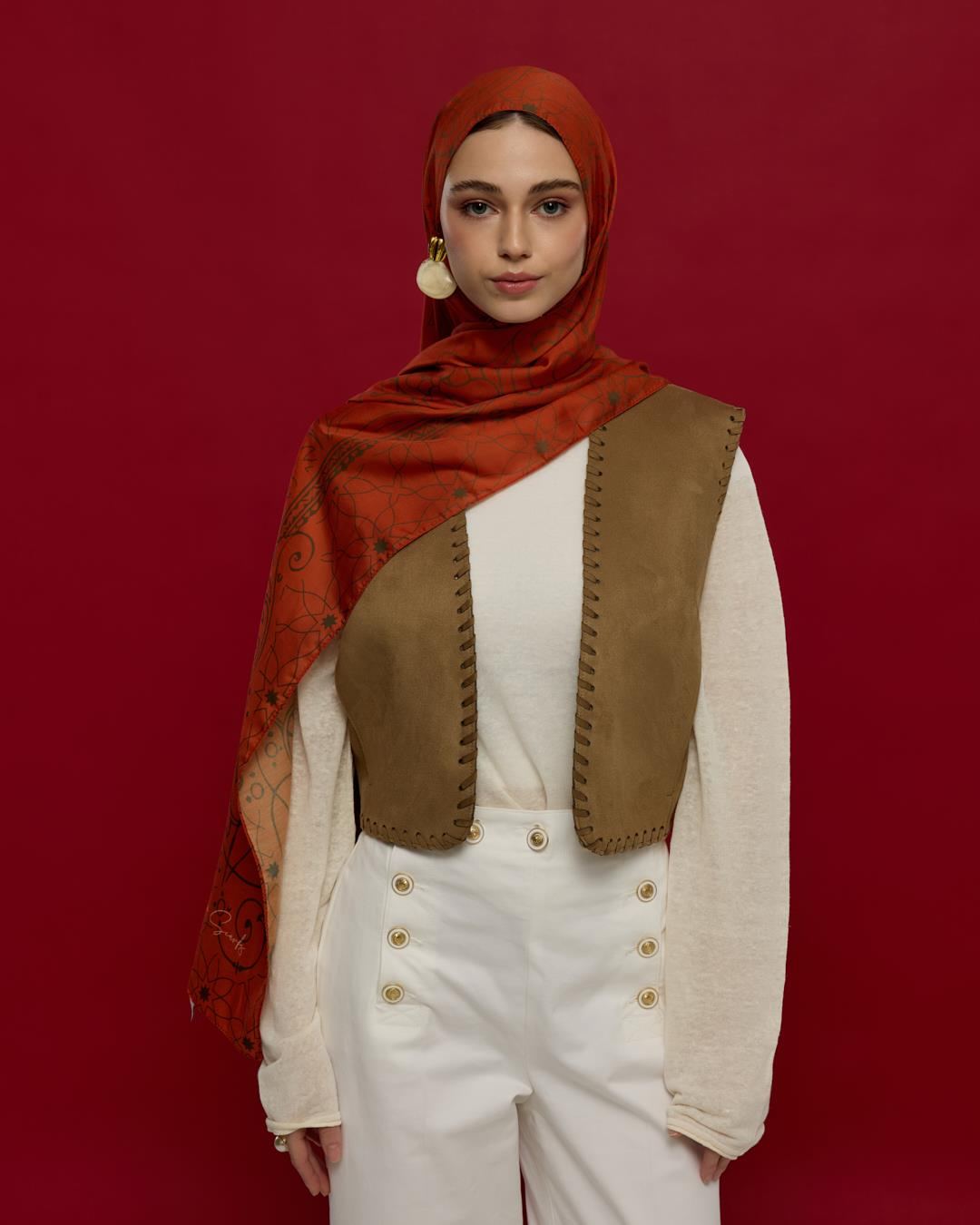 Tarçin & Zeytin Kabuğu Efsunlu Desen Şal - 18 · görsel 3