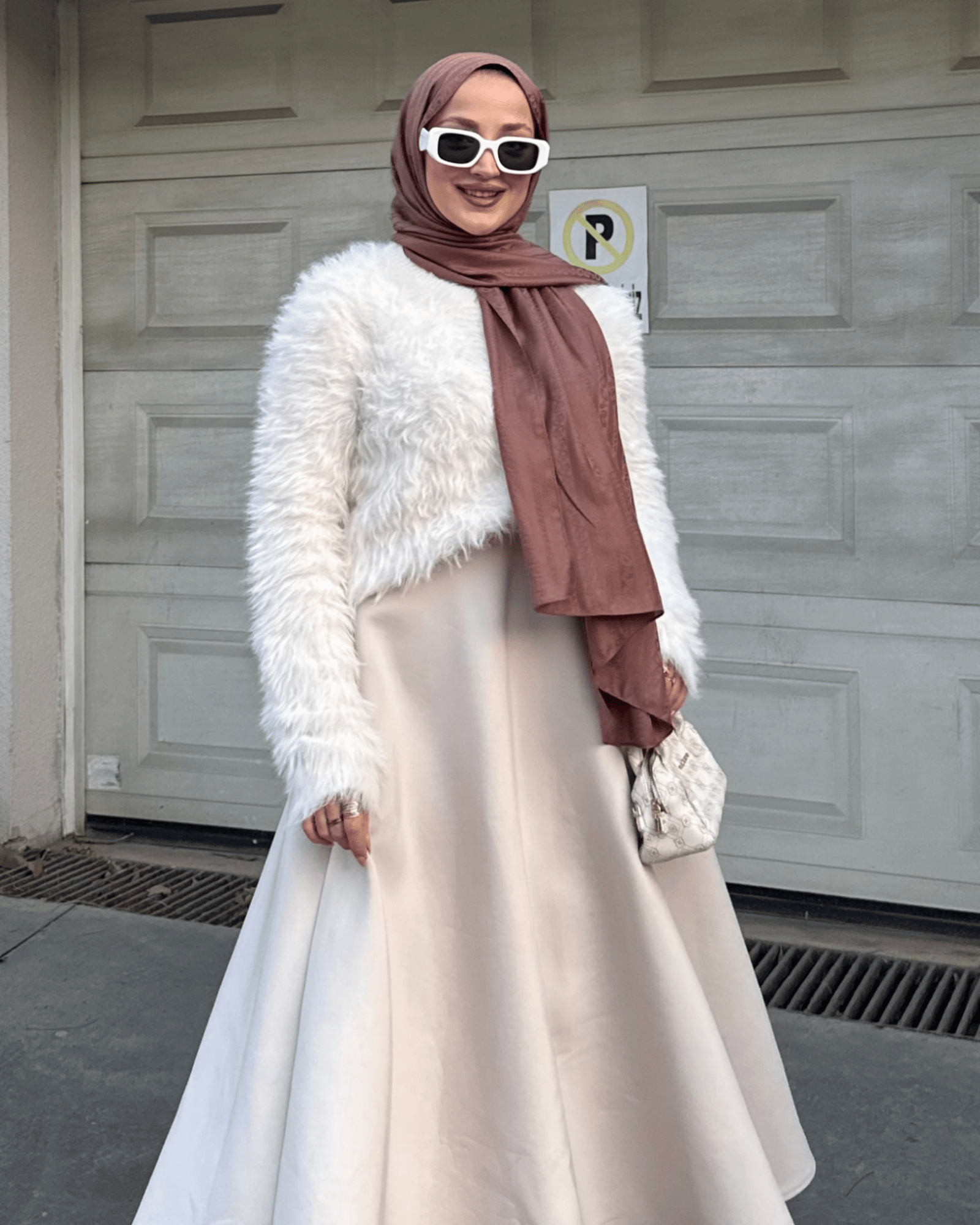 Tozlu Kahve Şerit Desen Jakar Şal · İpeksi Jakar · görsel 2