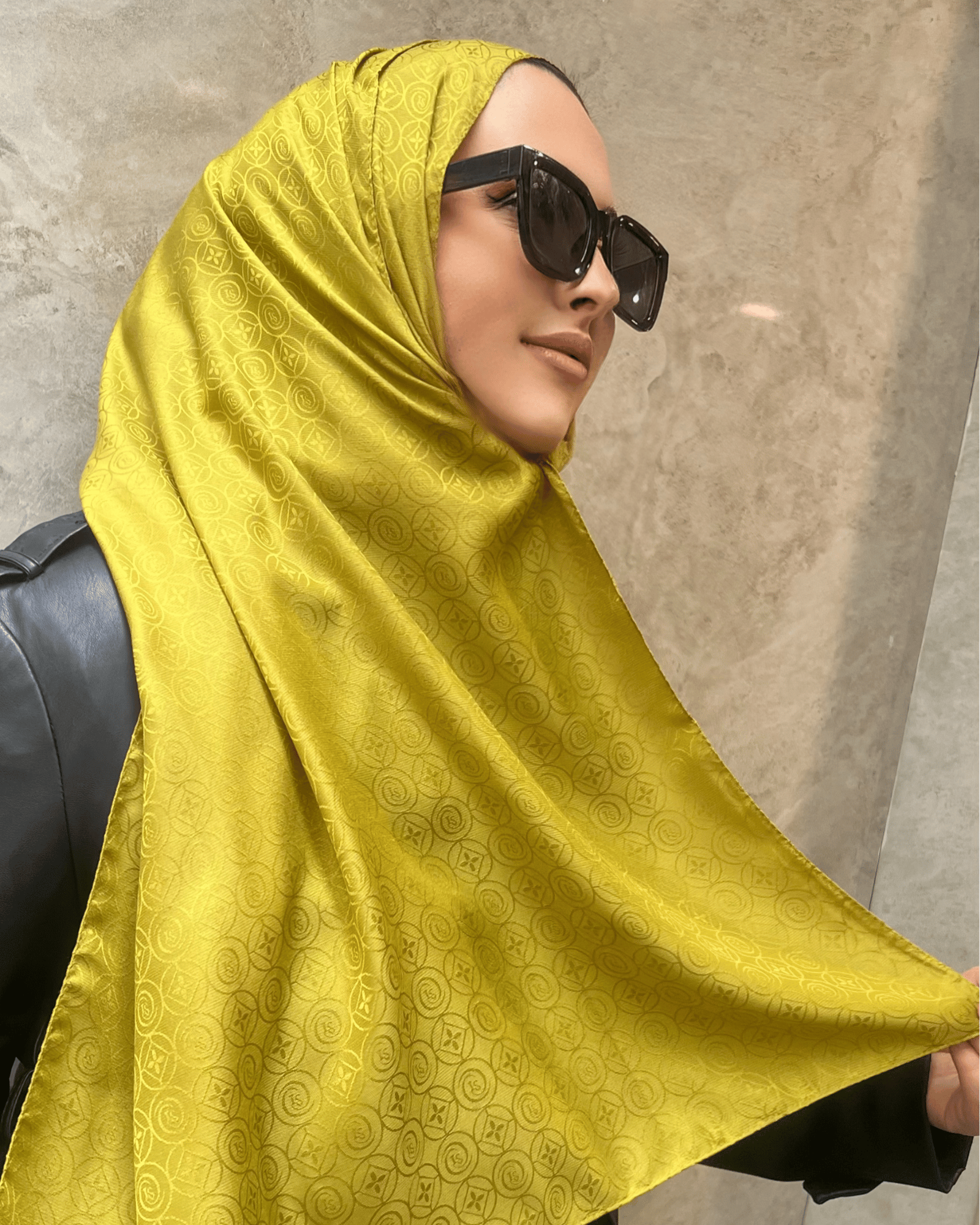 Yağ Yeşili Luxe Desen Jakar Şal · İpeksi Jakar · görsel 2