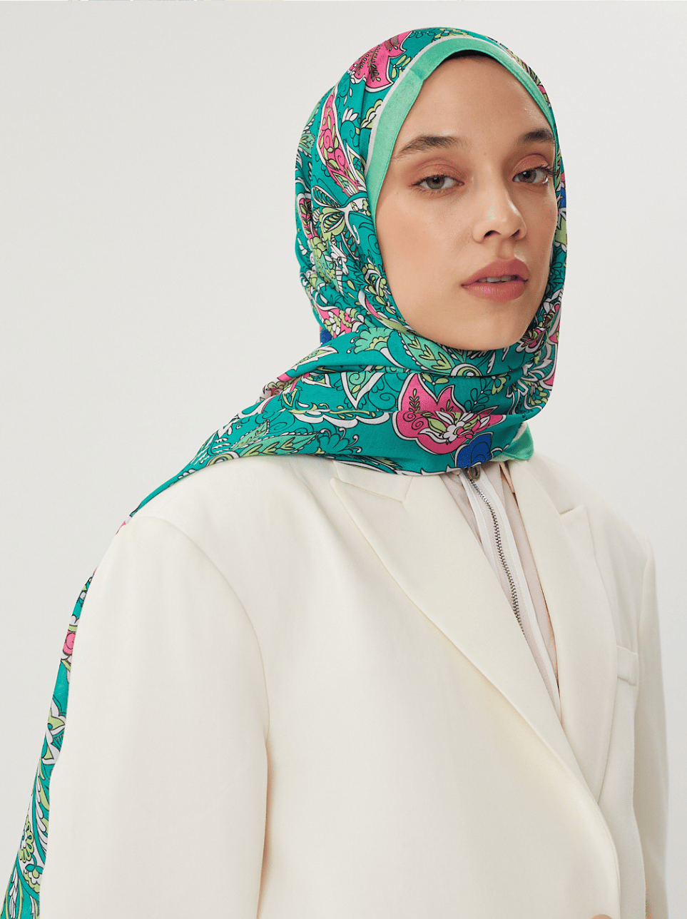 Yeşil & Benetton Retro Desen Şal · Pamuk · görsel 6