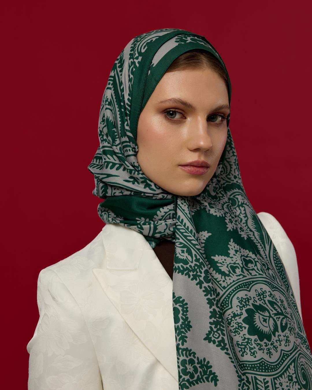 Zümrüt & Krem Sultani Desen Şal - 55 · görsel 2