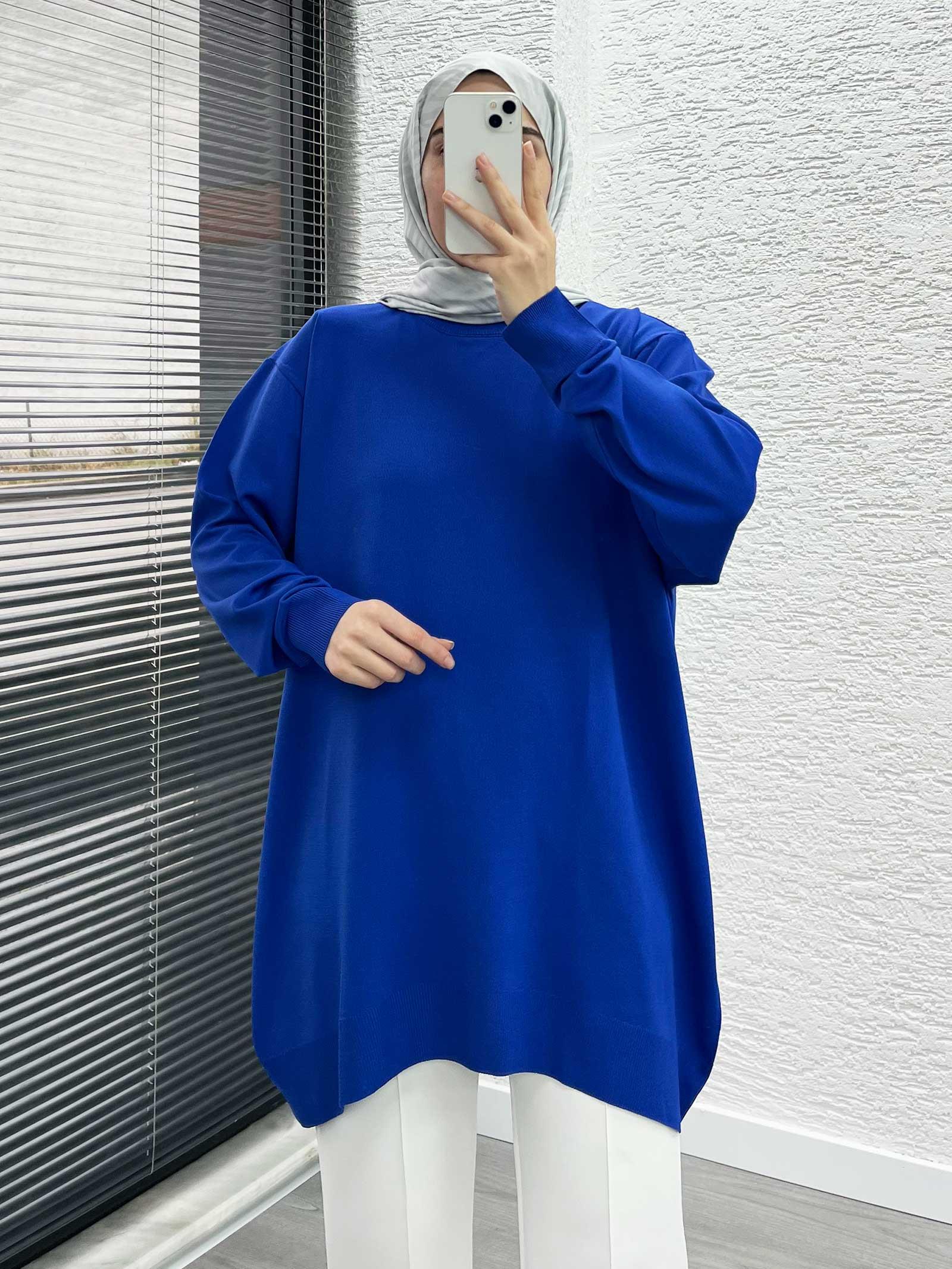 Saks Alt Oval Kesim Merserize Kadın Kazak