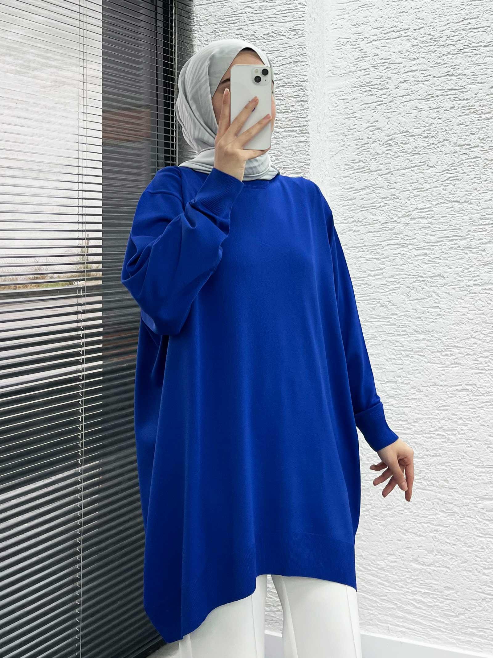 Saks Alt Oval Kesim Merserize Kadın Kazak