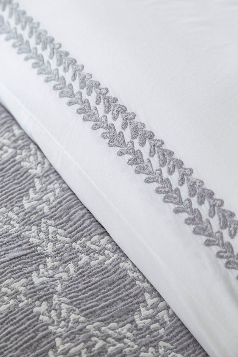 Çift Kişilik Crown Gray Timeless Yatak Örtüsü Nevresim Prime Set