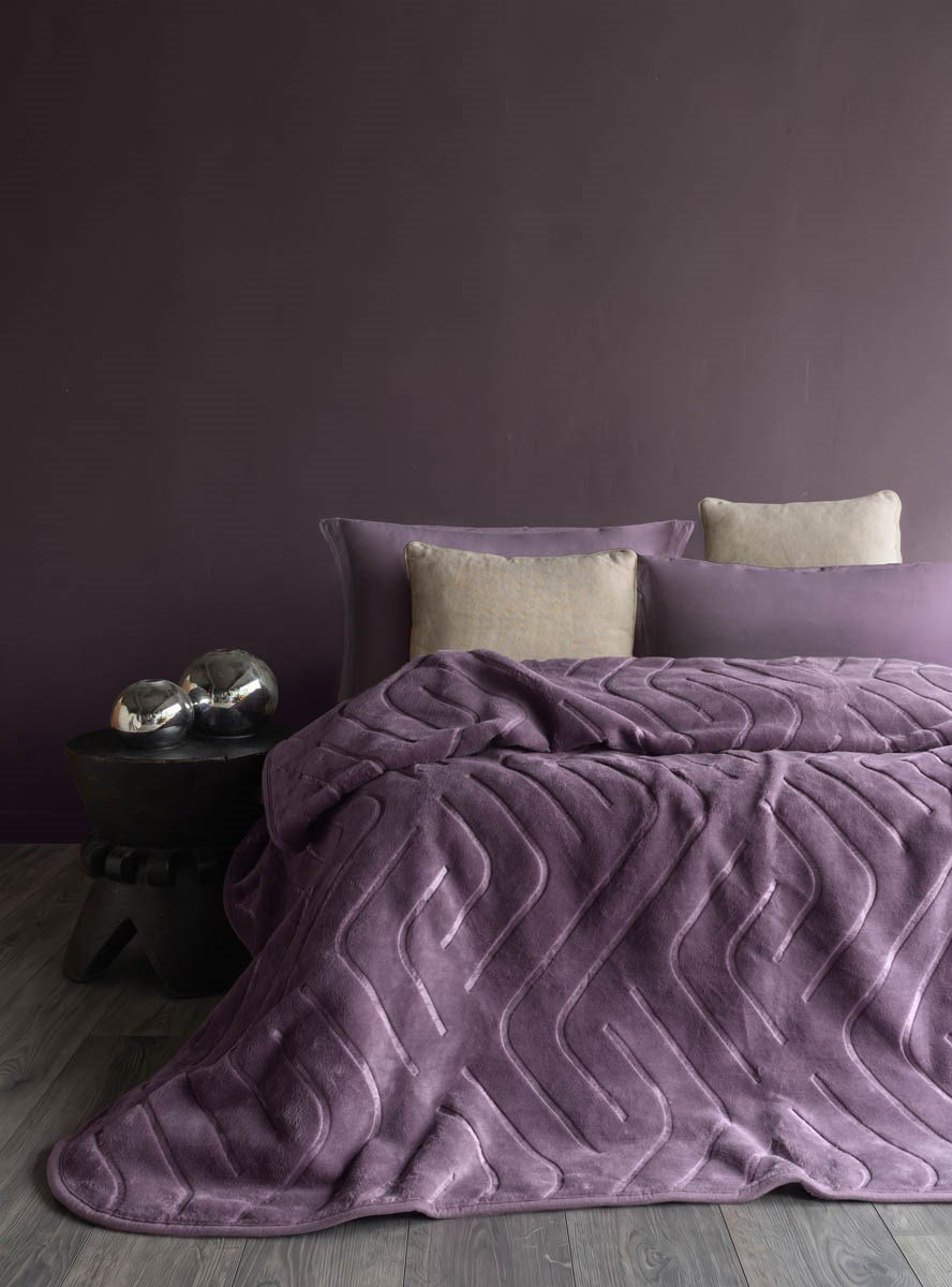 Çift Kişilik Embos Desen Battaniye Rich Mürdüm 220x240
