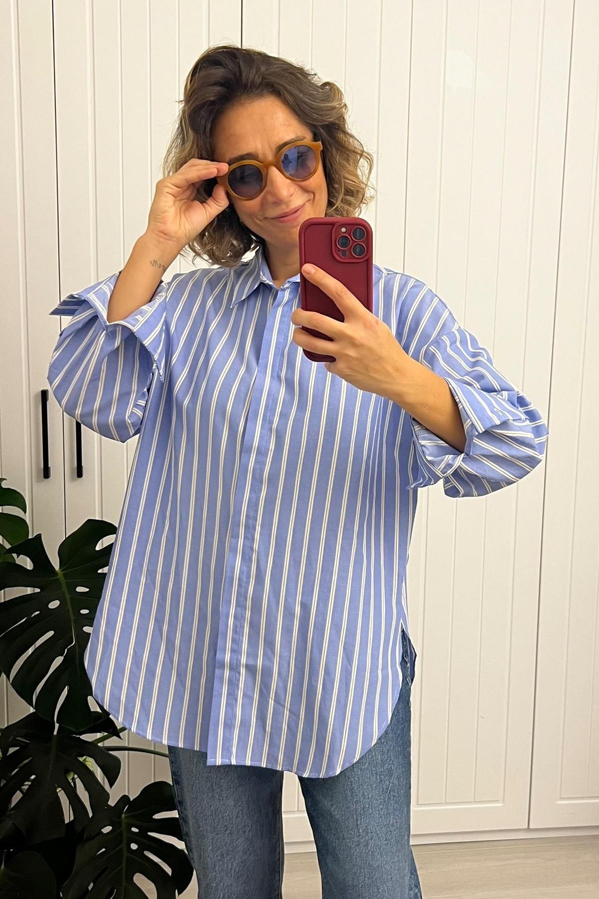 Çizgili Oversize Gömlek
