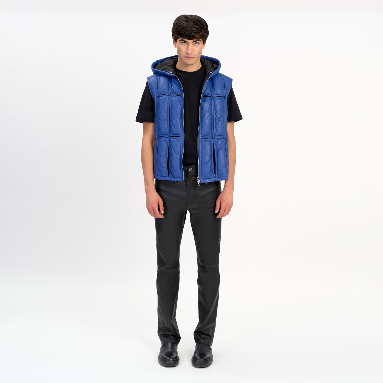 K14496 | Leather Cut-Out Puffer Gılet