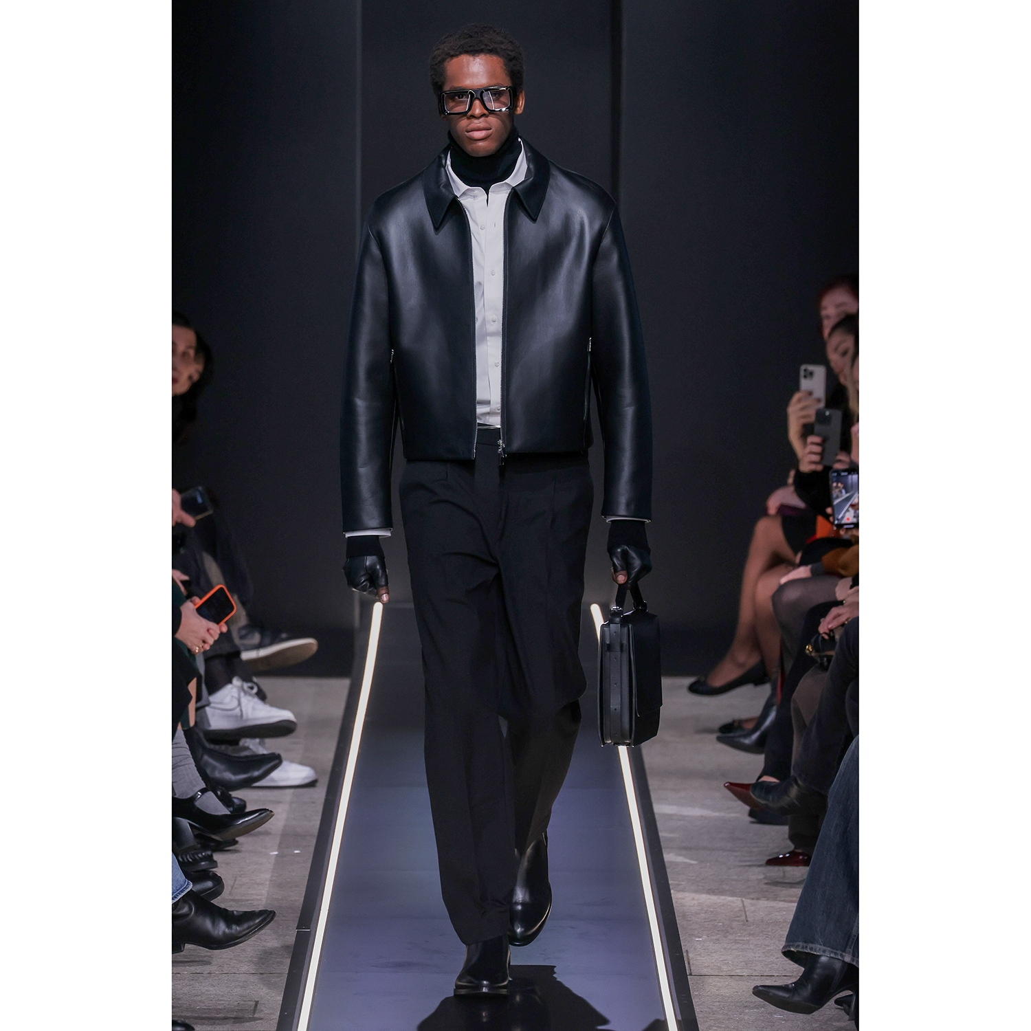 K15160 - LEATHER LAMINATED BLOUSON JACKET
