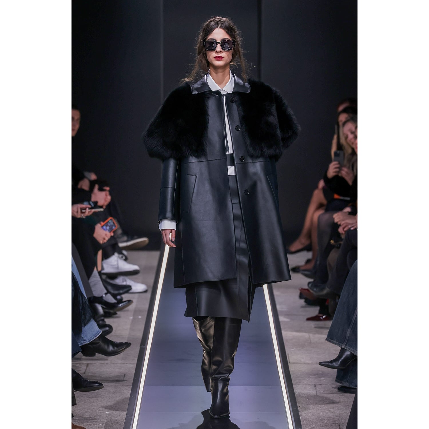 K15187- LEATHER ROUNDED BACK COAT