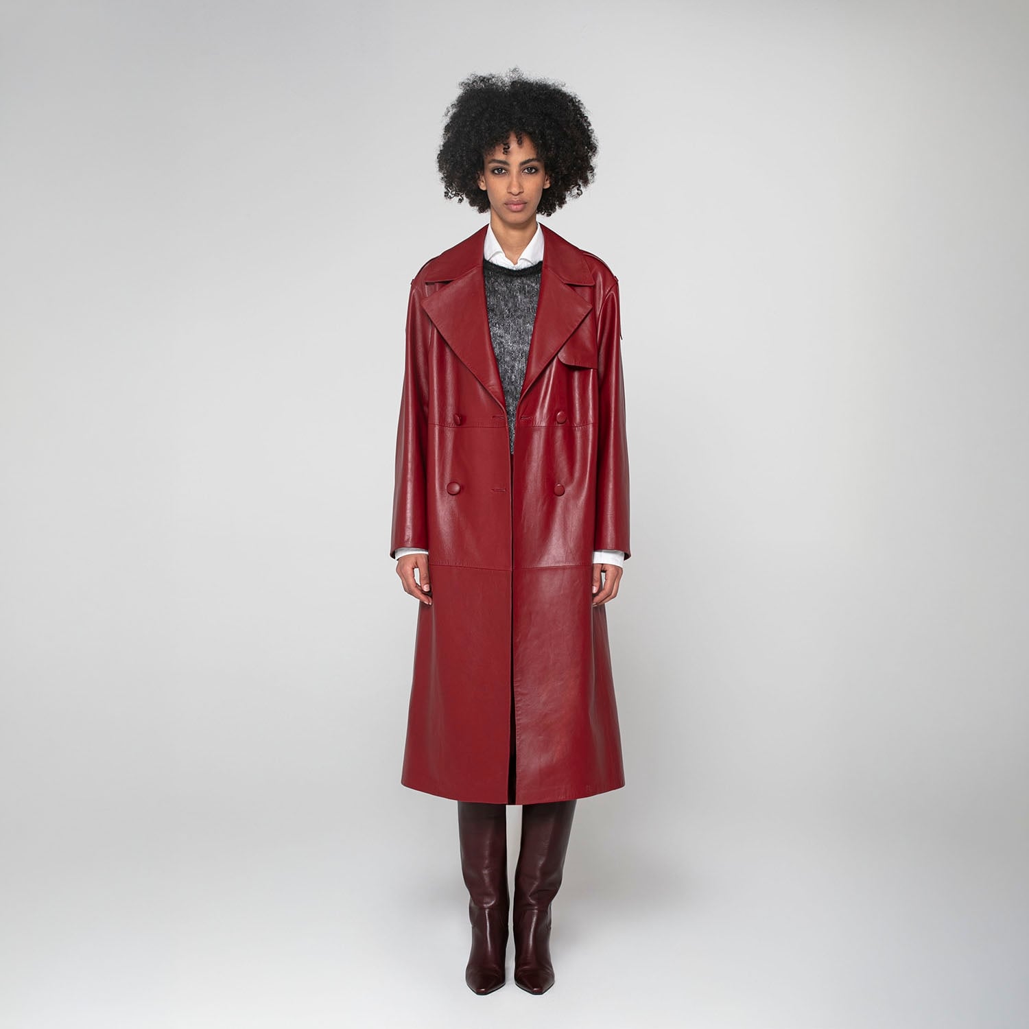 K15188 - LEATHER TRENCH COAT