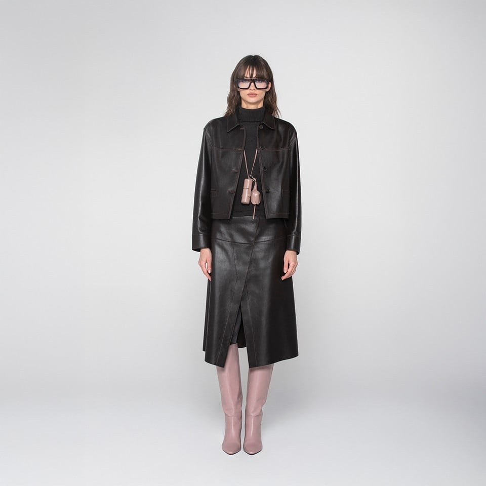 K15192 - LEATHER BOXY FIT JACKET