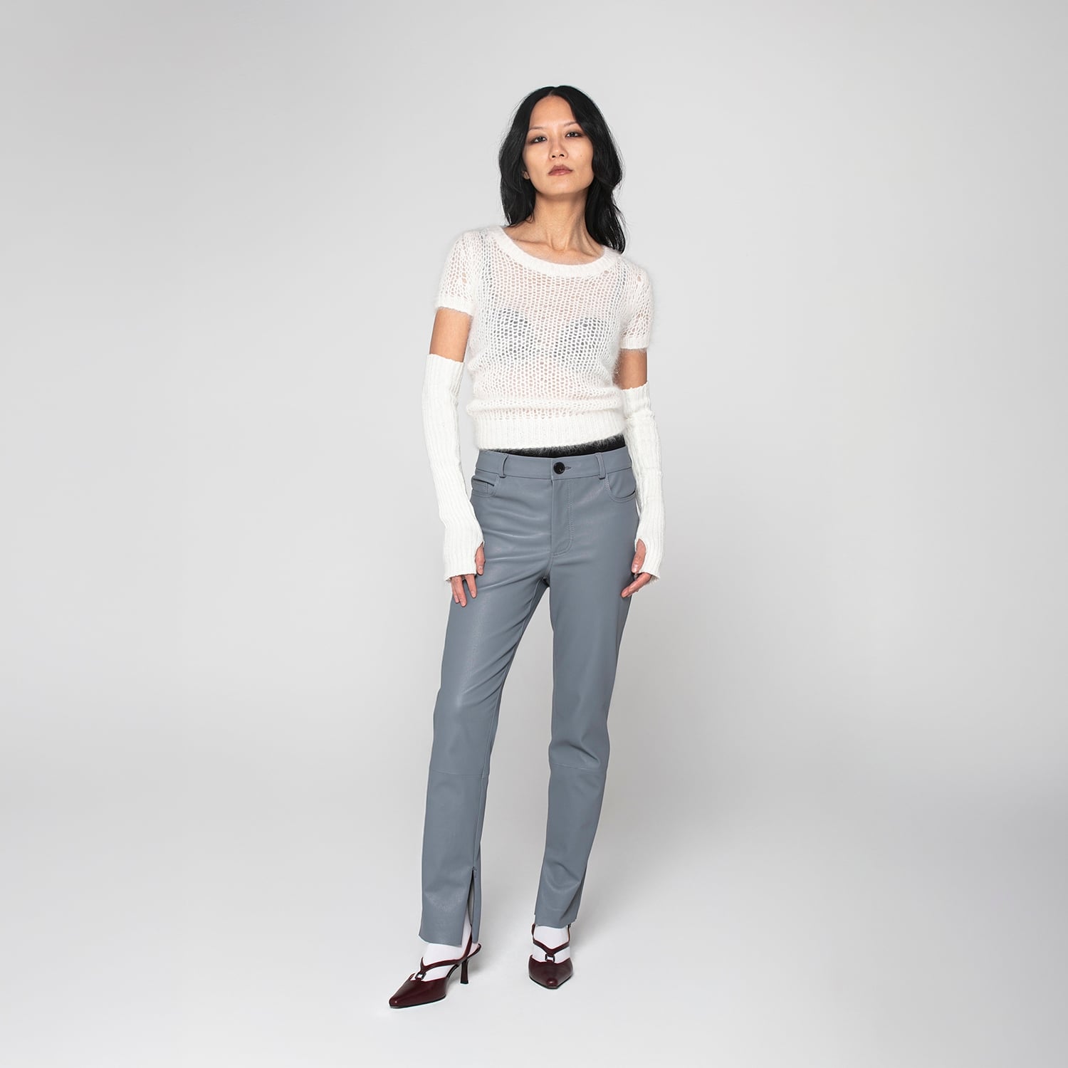 K15213 - LEATHER TIGHT CAPRI STRETCH TROUSERS