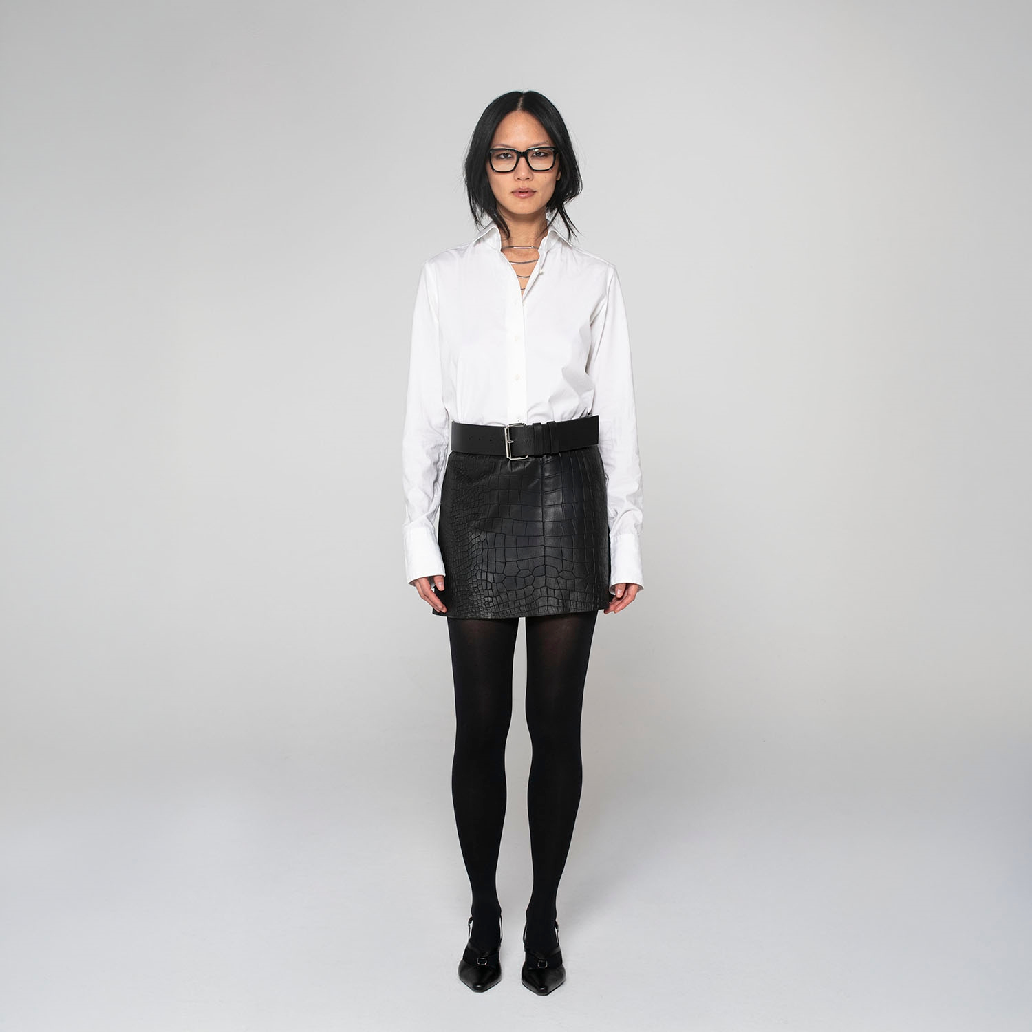 K15220 - LEATHER MINI STRETCH SKIRT