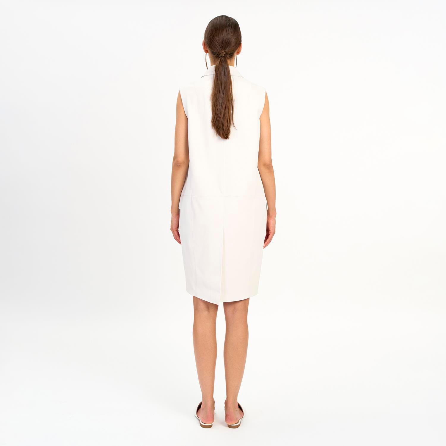 K14411 | LEATHER EGG-SHAPED LONG GILET