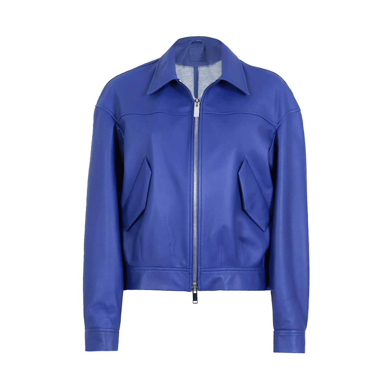 K14430 | LEATHER EGG-SHAPED BOMBER JACKET