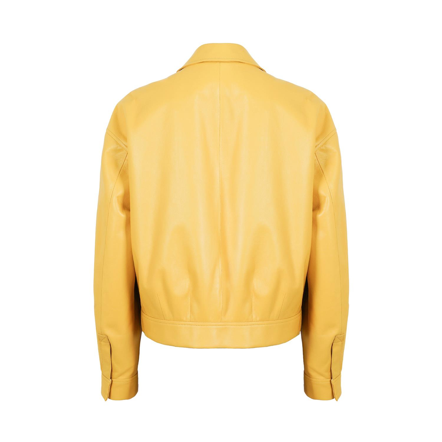 K14430 | LEATHER EGG-SHAPED BOMBER JACKET