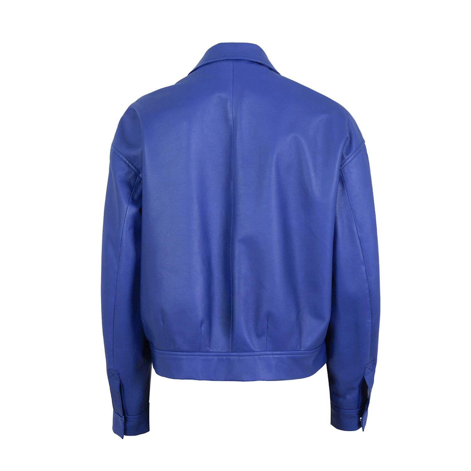 K14430 | LEATHER EGG-SHAPED BOMBER JACKET