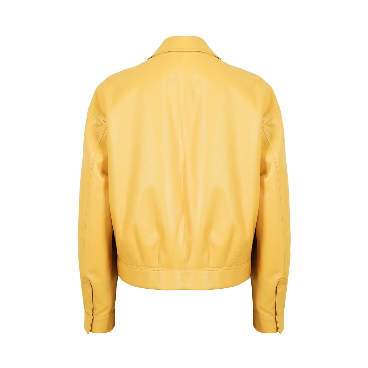 K14430 | LEATHER EGG-SHAPED BOMBER JACKET