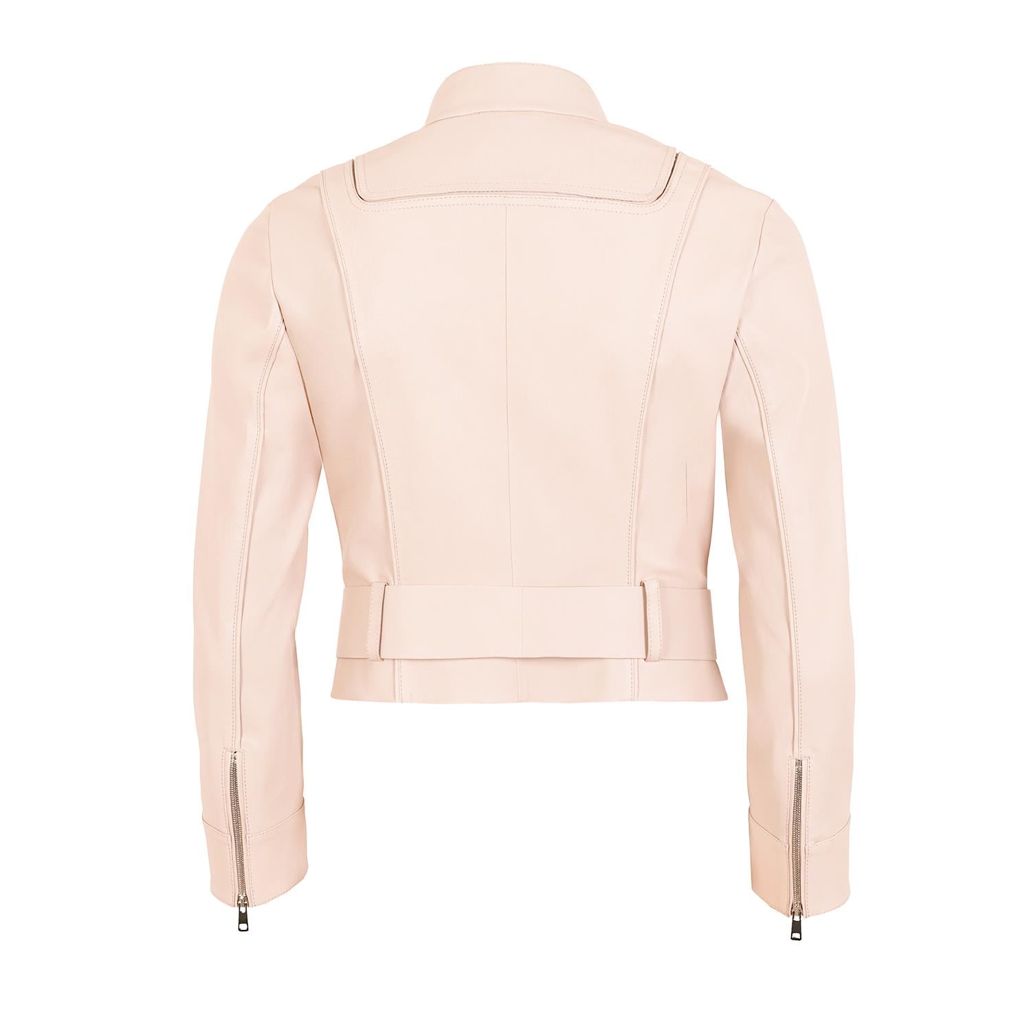 K14433 | Leather Stretch Mini Belted Jacket