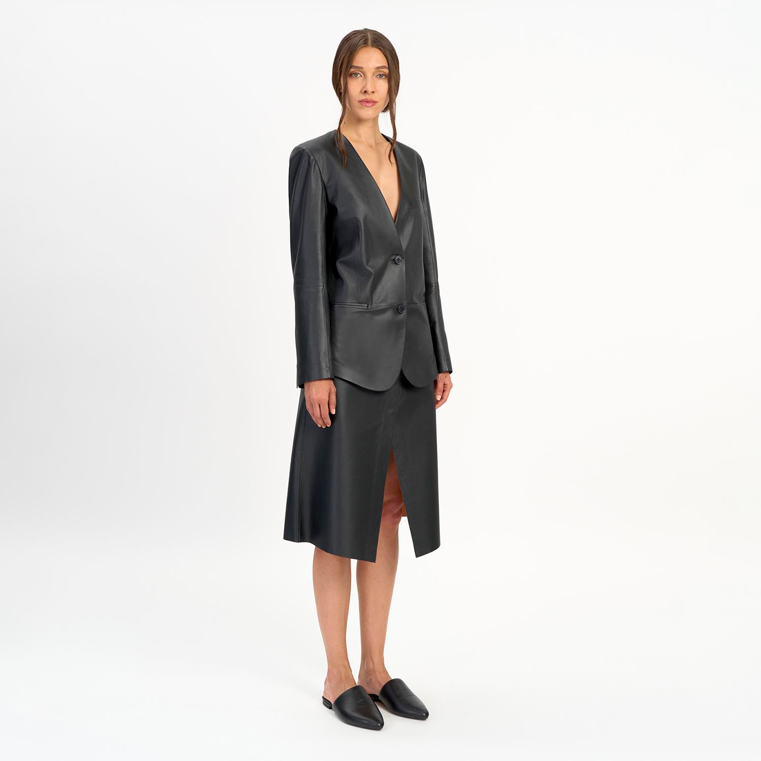 K14437 | Leather Blazer Jacket