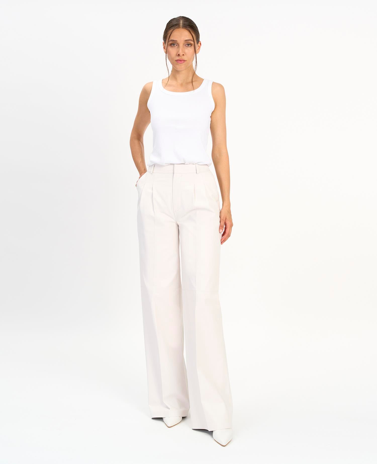 パンツ 80s 90s EURO linen 2-tuck trousers ivory 80s 90s EURO linen 2-tuck trousers ivory